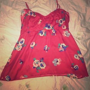 Red/ floral cami with ruffle on top!