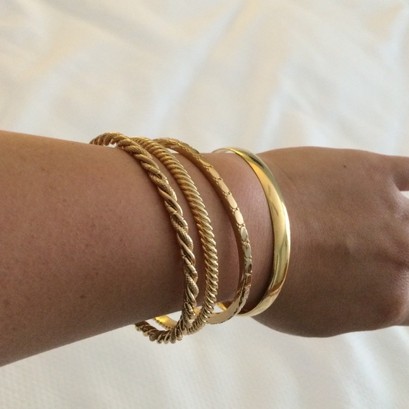 J. Crew Set of 4 Gold Toned Bangles - Picture 2 of 2