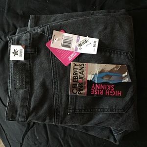 High wasted, stretch charcoal grey jeans