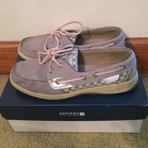 Gray & Pink Sperry boat shoes