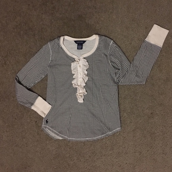Ralph Lauren houndstooth long sleeve with Ruffles