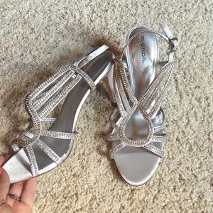 Silver sparkly short heels
