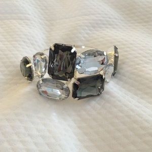 Silver Cuff Bracelet with Gray & Clear Stones