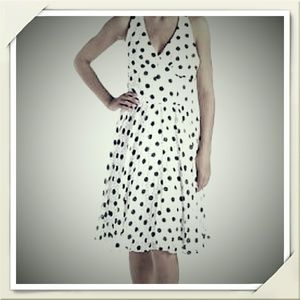 White and Navy Polka dot dress