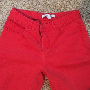 High waisted red pants