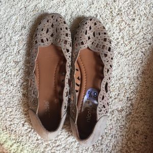 Tan flats with gold rhinestones
