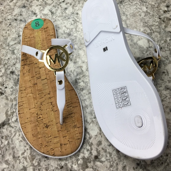 Michael Kors white MK logo jelly cork sandal - Picture 4 of 4