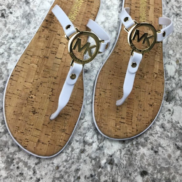 Michael Kors white MK logo jelly cork sandal - Picture 3 of 4