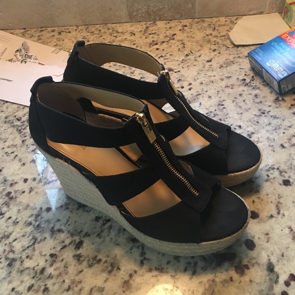 Michael Kors wedges! Black with some gold!