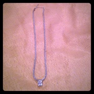 Silver necklace with cubic zirconium pendant