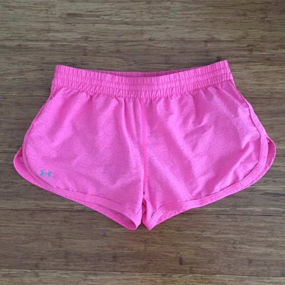 Hot pink Under Armor running shorts