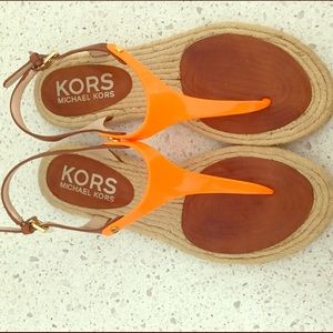 Kors neon jelly and leather sandal