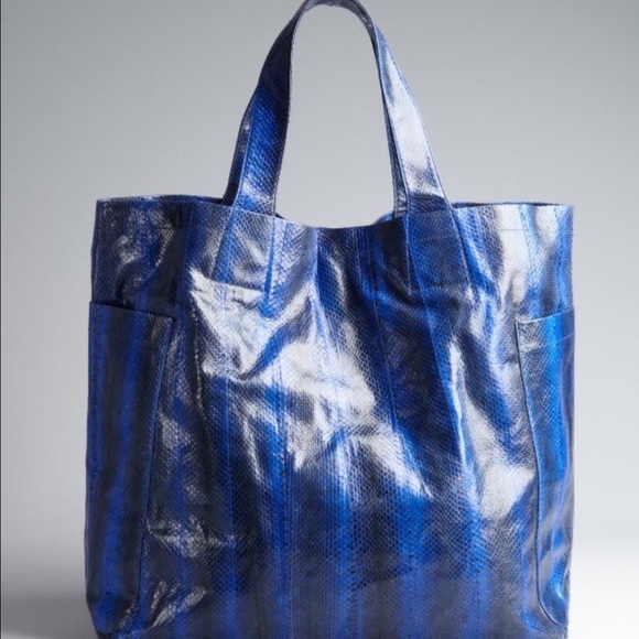 Beirn Handbags - "Weekender" Large Tote-- Beirn Blue Snake Skin