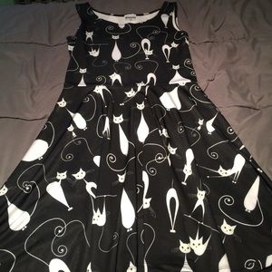 Black Cat Fit and Flare Dress (large)