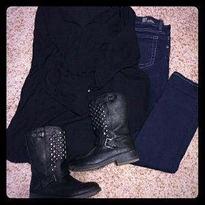 Black Studded Moto Boots