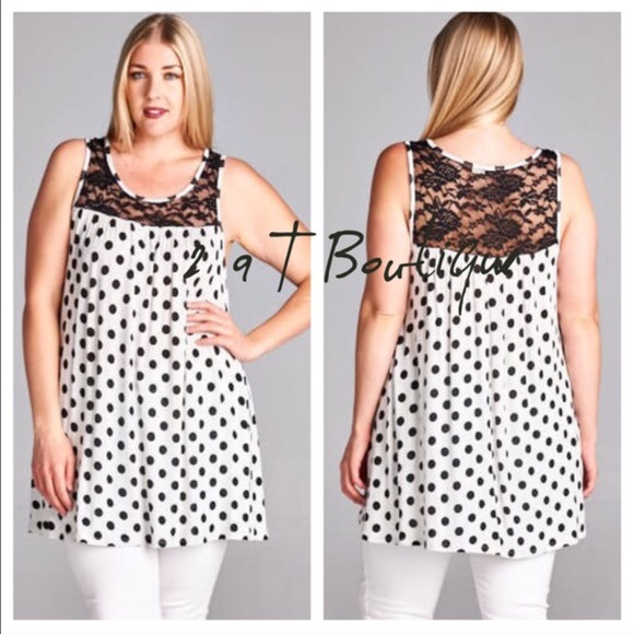 2 a T Boutique Tops - LAST ONE! Black & White Plus size lace tank top