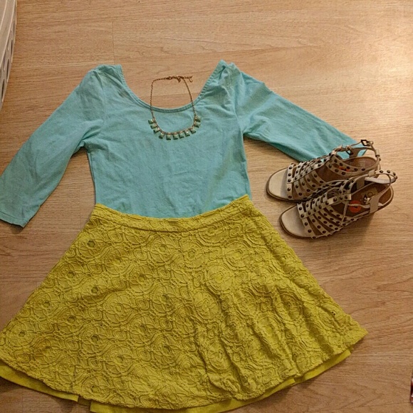 (Final sale deleting Friday) yellow/green skirt