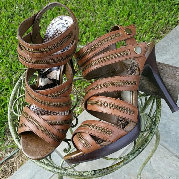 Like New Gladiator Zipper Leather Platform Heels!!