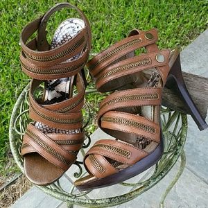Like New Gladiator Zipper Leather Platform Heels!!