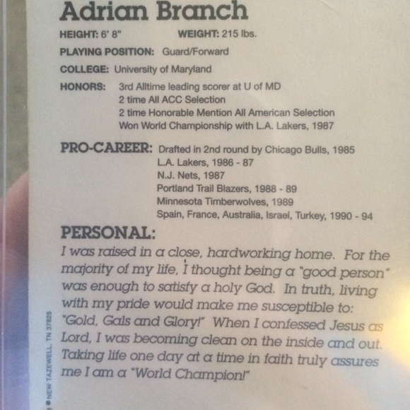 Signed Adrian branch basketball card - Picture 2 of 2