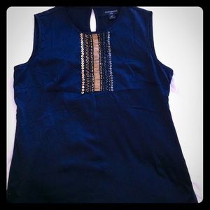 Navy satin-like Banana Republic top