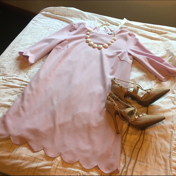 Tobi Lavender Scalloped Shift Dress