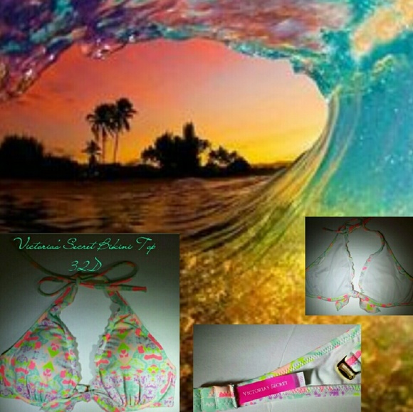 Victoria's Secret Bikini Top Ruffle Halter - Picture 2 of 2