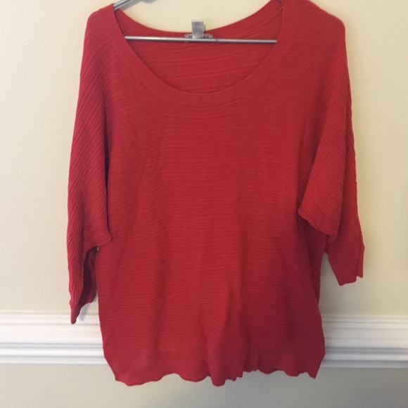 Quarter length sleeve sweater / Loft / XL / Orange