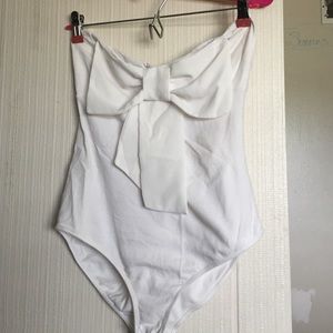 Strapless bow body suit