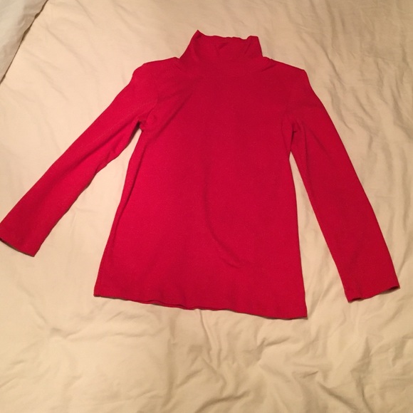Red turtleneck t-shirt