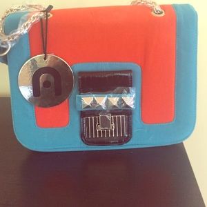 Nila Anthony x Nasty Gal Orange and Turquoise Bag