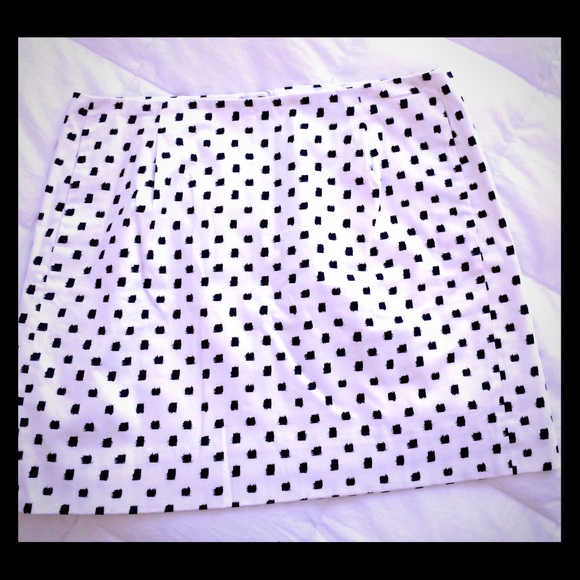 JCrew navy and off-white cotton skirt, zipper back - Picture 1 of 2