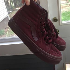 Maroon Vans Sk8 Hi's