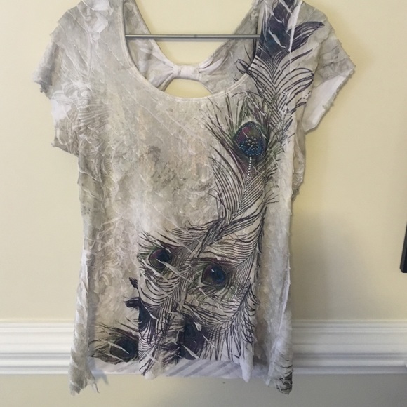 Short sleeve blouse / peacock / XL