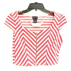 SOLD - Striped, Zip Up Crop Top