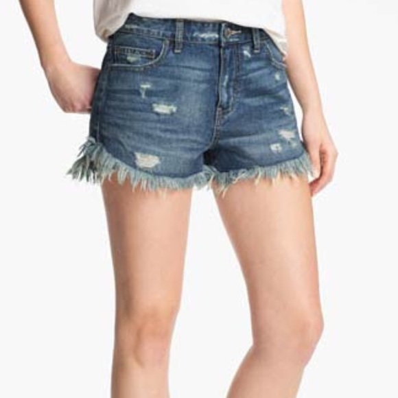Free People Pants - Free People jean shorts dolphin hem distressed NWT