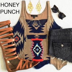 HONEY PUNCH Aztec Print Knit Tank