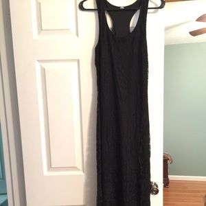 Black lace dress floor length.