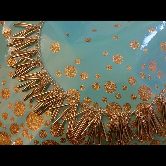 LAST TWO 18k Gold Plated Fringe Statement Necklace - Picture 2 of 4
