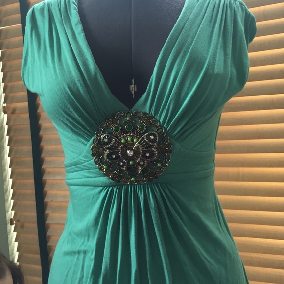 Sky turquoise embellished tank top Size M