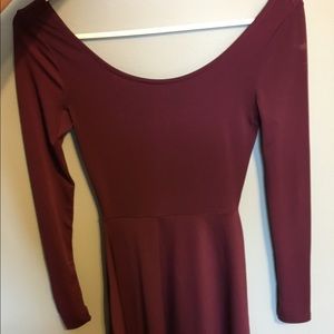 Burgundy h&m fit and flare dress