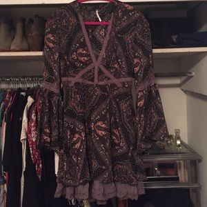 Free people boho dress with bell sleeves