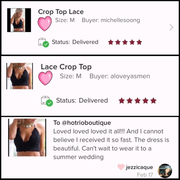 🌷Black Lace Crop Top - Picture 4 of 5