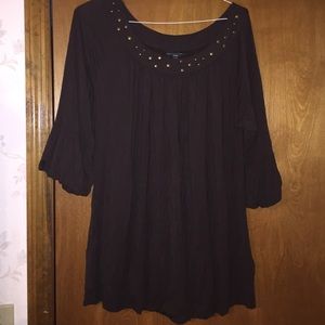 20/22 Apostrophe Woman chocolate brown studded top