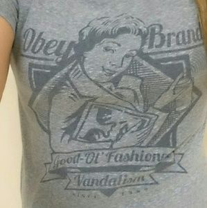 Obey light blue vandalism top
