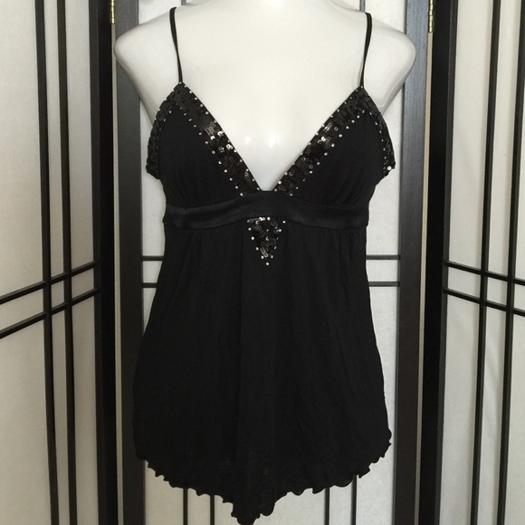 Bcbg maxazria black sequin tank top