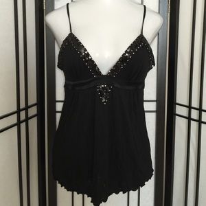 Bcbg maxazria black sequin tank top