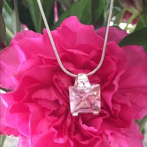 Sterling silver/ pink topaz  16" inch necklace