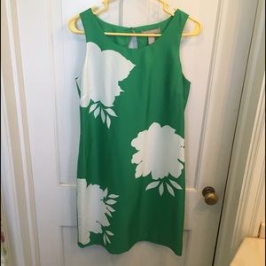 Green and White Floral Shift Dress