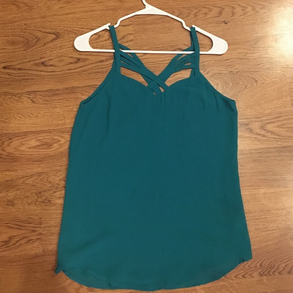 Turquoise cross strap tank